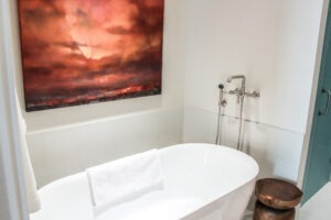 A large white bathtub